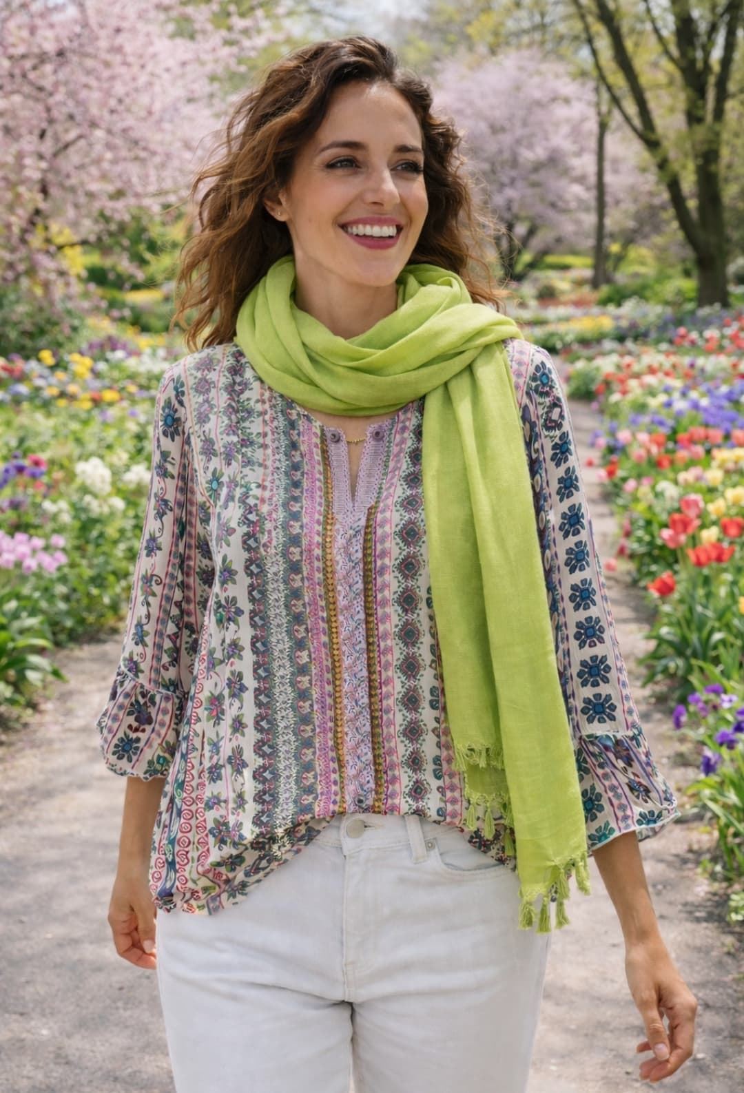 Blusón de gasa estampada - Imagen 1