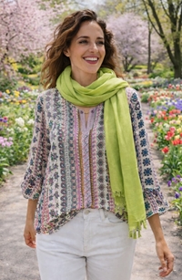 Blusón de gasa estampada - Imagen 1