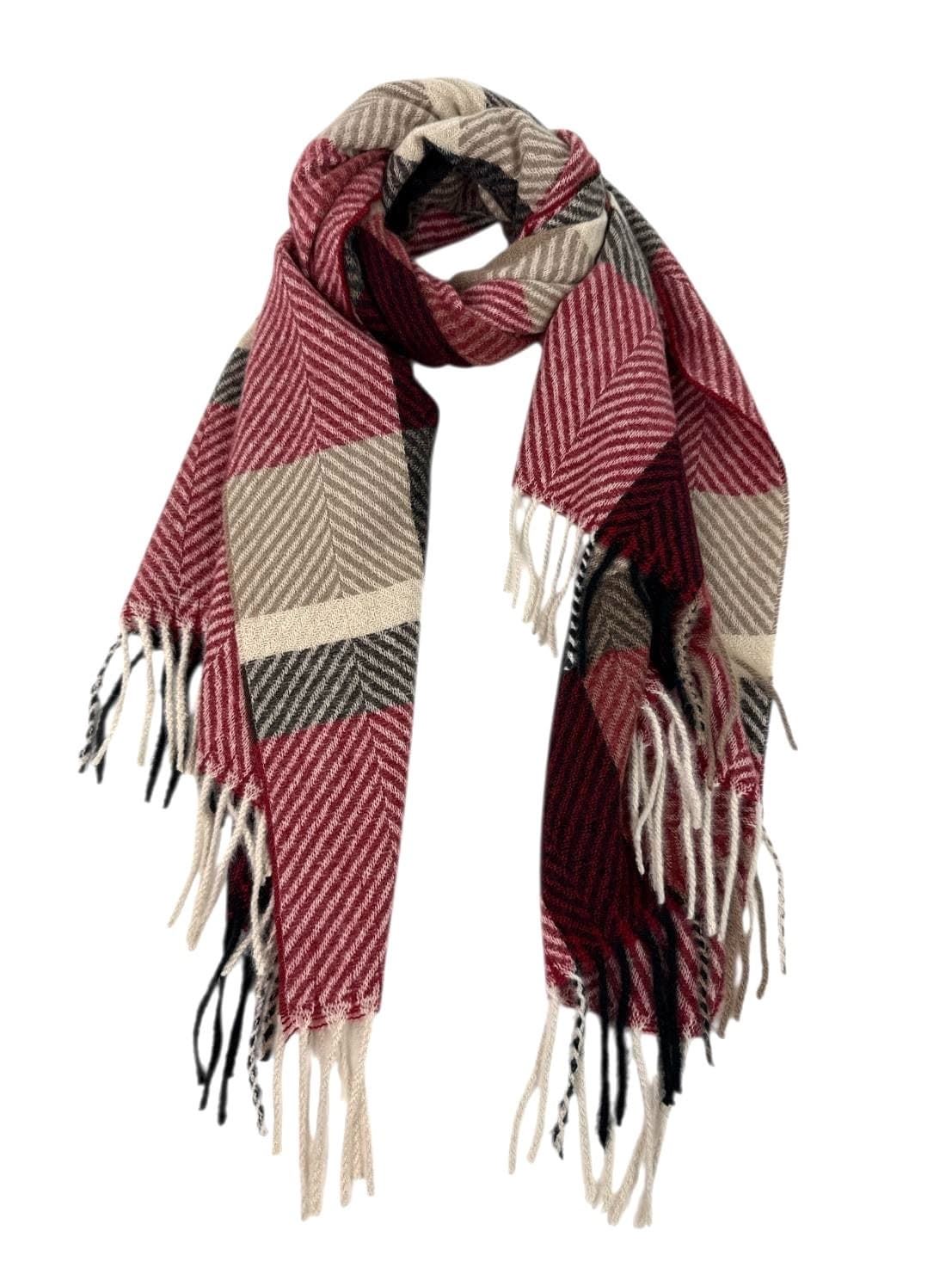 Bufanda de cuadros granate - Imagen 1