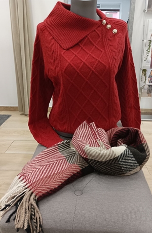 Bufanda de cuadros granate - Imagen 2