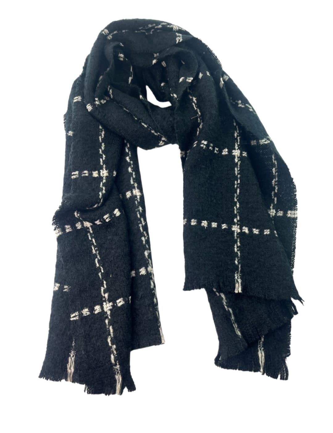 Bufanda negra y blanca de cuadros - Imagen 1