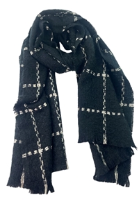 Bufanda negra y blanca de cuadros - Imagen 1