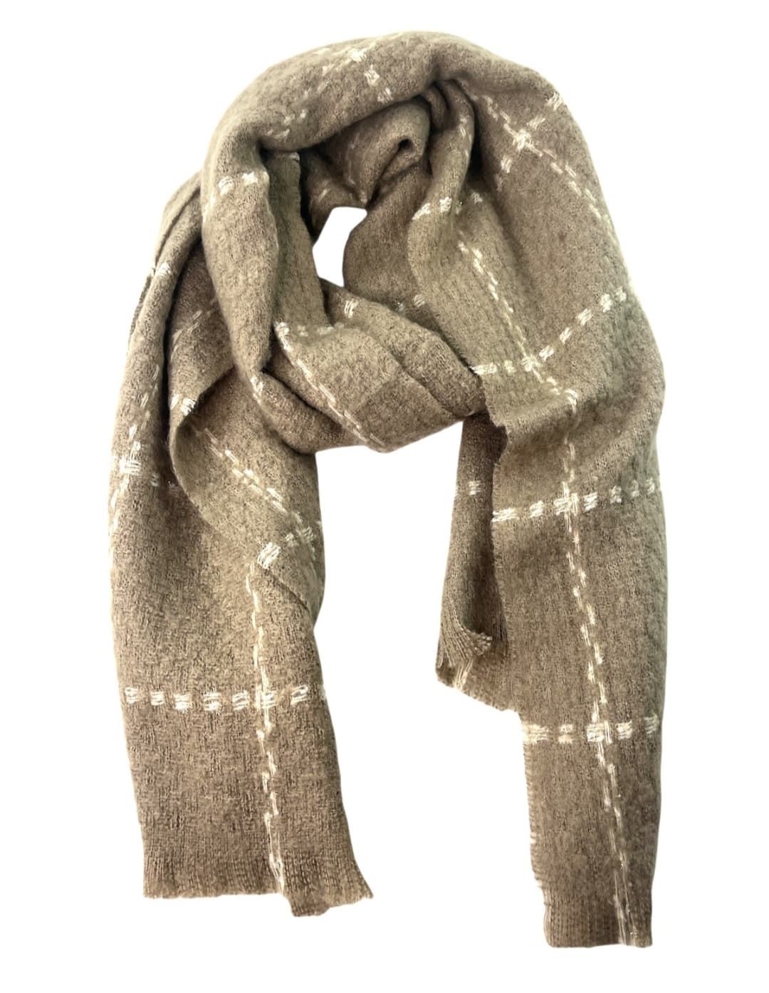 Bufanda tostado con cuadros - Imagen 1