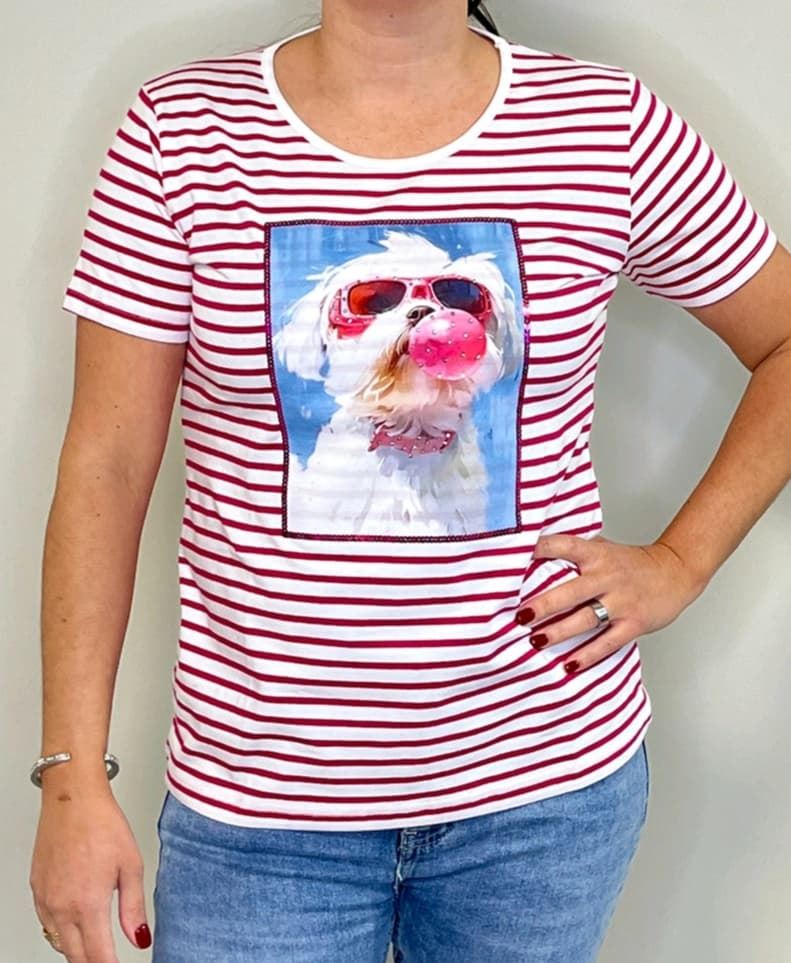 Camiseta perrito rosa - Imagen 1
