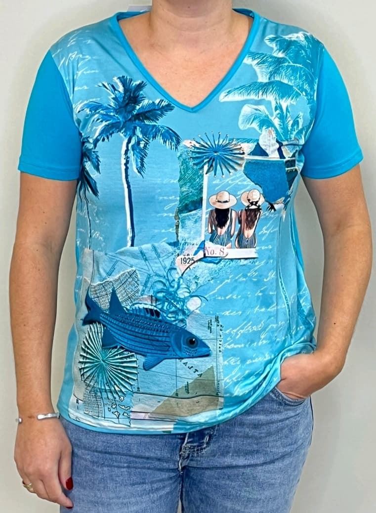 Camiseta turquesa manga corta - Imagen 1