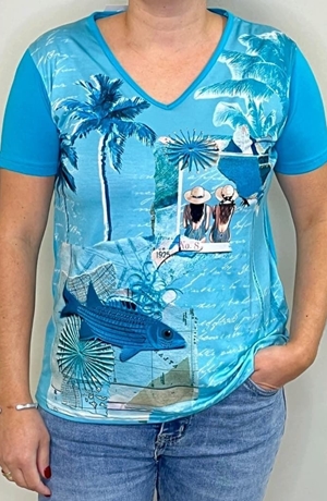 Camiseta turquesa manga corta - Imagen 1