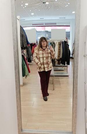 Chaquetón de cuadros beis/rosa/tostado - Imagen 1