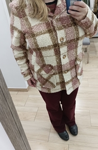 Chaquetón de cuadros beis/rosa/tostado - Imagen 2