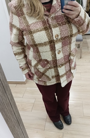 Chaquetón de cuadros beis/rosa/tostado - Imagen 2