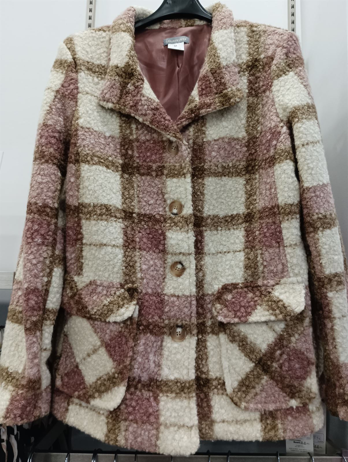 Chaquetón de cuadros beis/rosa/tostado - Imagen 3