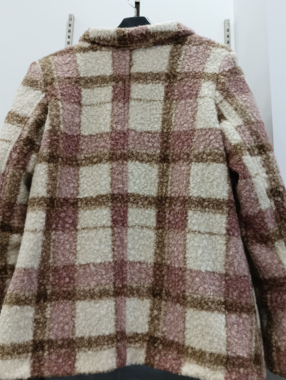 Chaquetón de cuadros beis/rosa/tostado - Imagen 4
