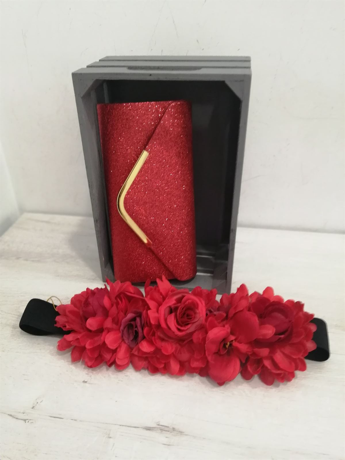Cinturón floral rojo - Imagen 2