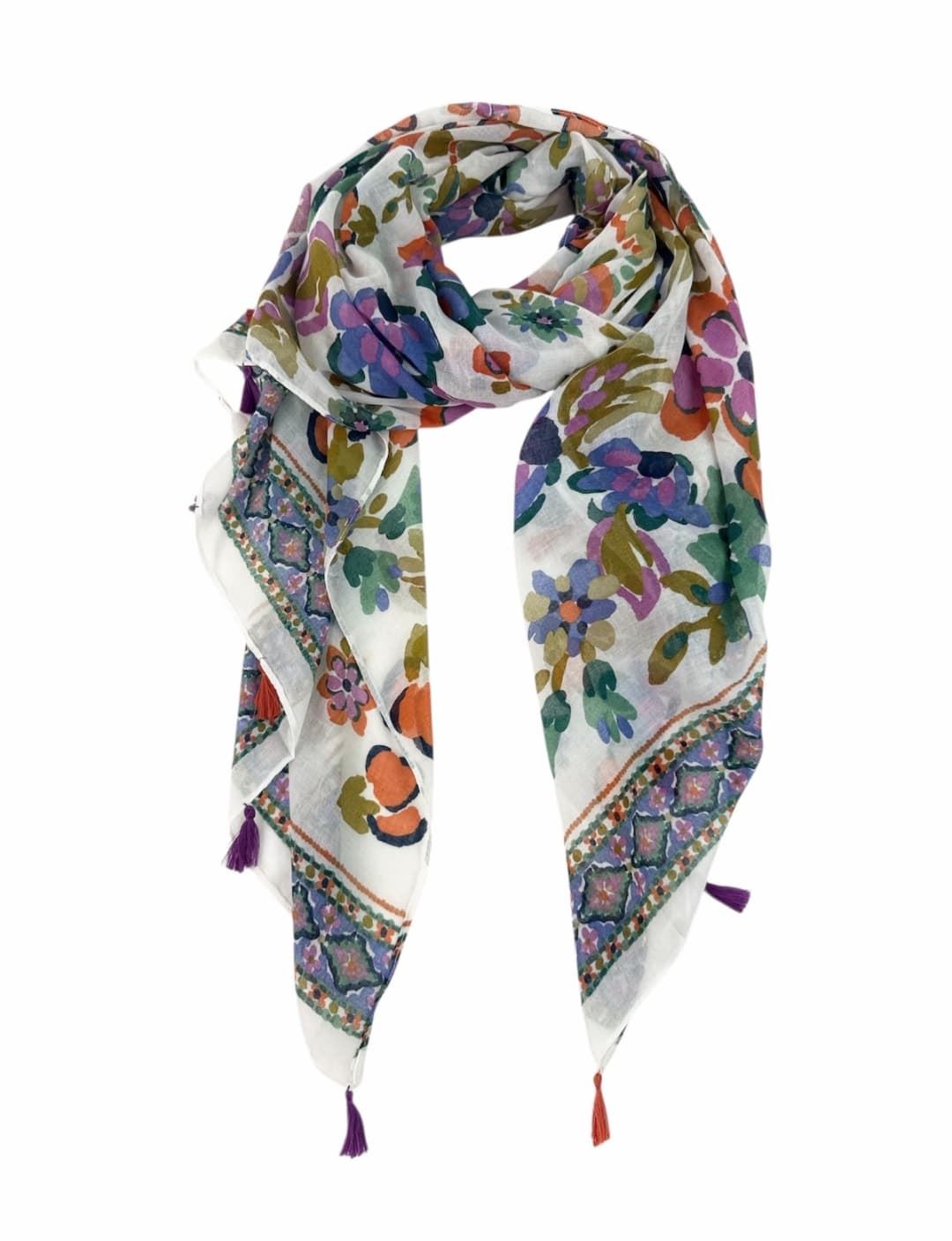 Foulard estampado pompones - Imagen 1
