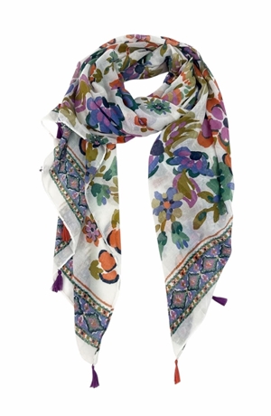 Foulard estampado pompones - Imagen 1