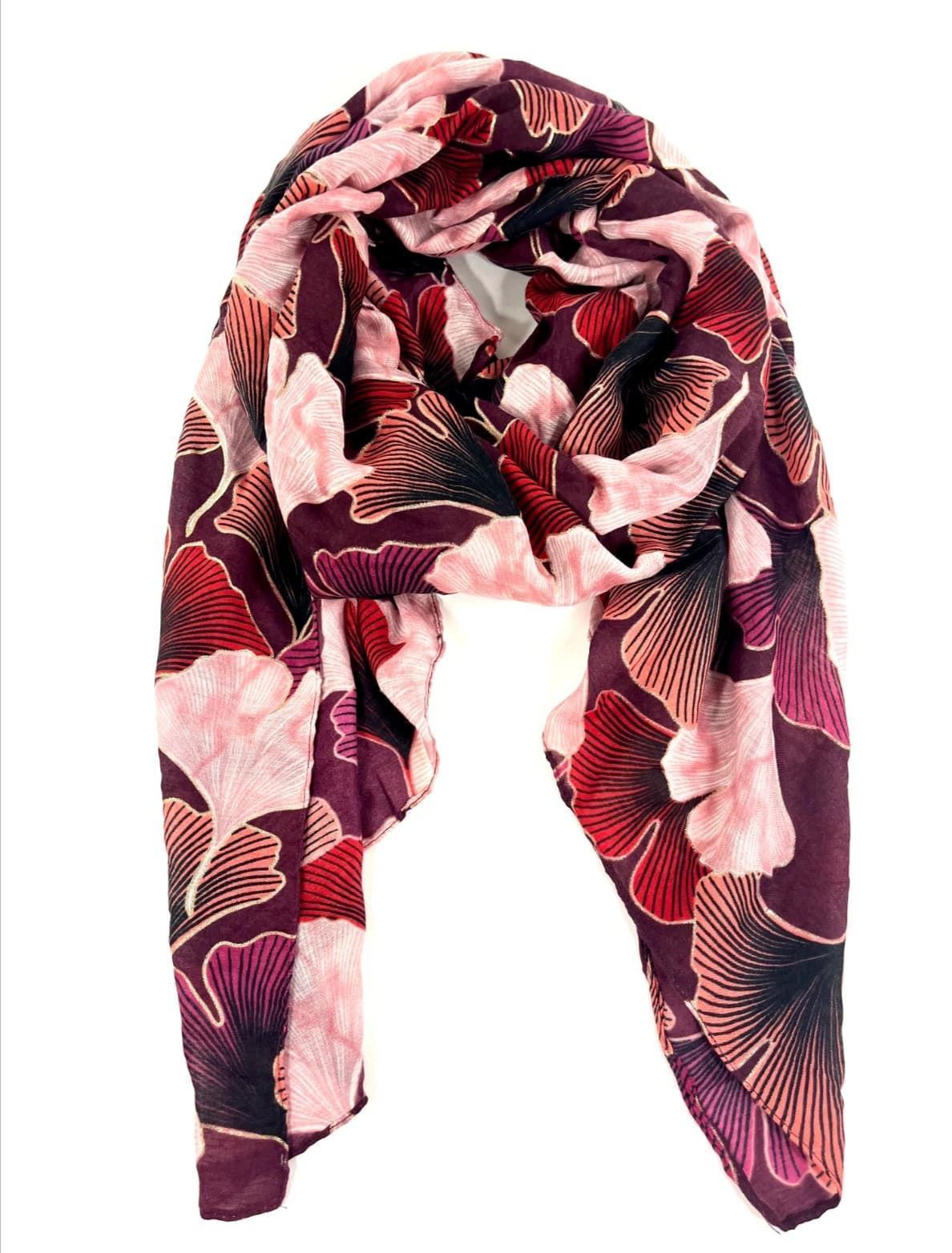 Foulard floral granates /rosas - Imagen 1