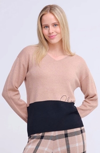 Jersey a pico beis/negro - Imagen 1