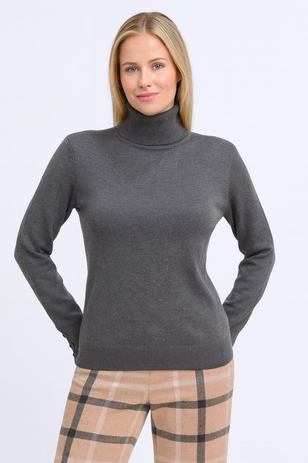 Jersey gris cuello vuelto Andam - Imagen 1