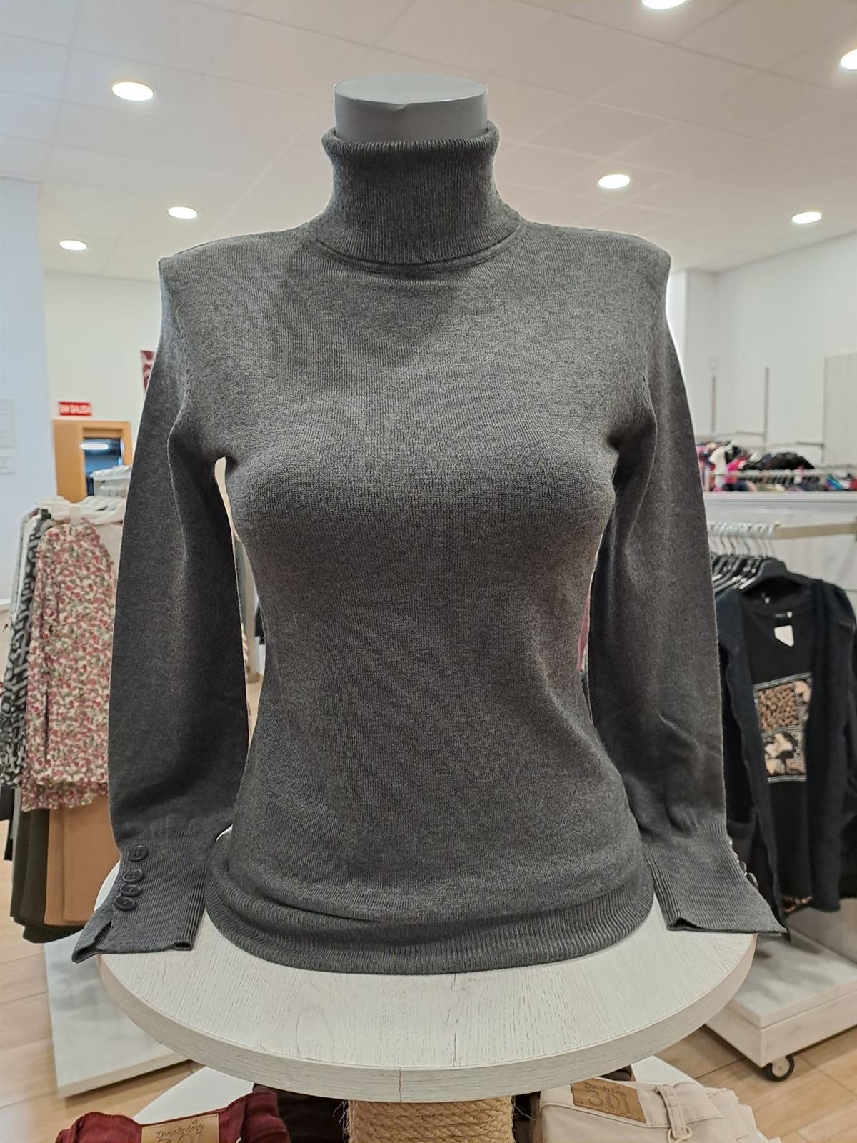 Jersey gris cuello vuelto Andam - Imagen 2