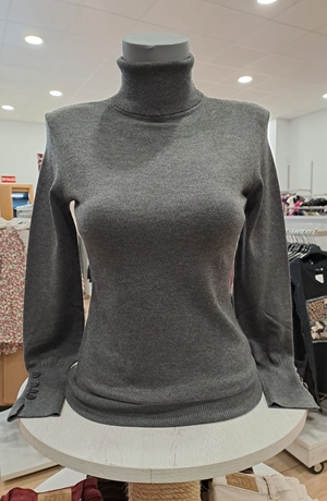 Jersey gris cuello vuelto Andam - Imagen 2