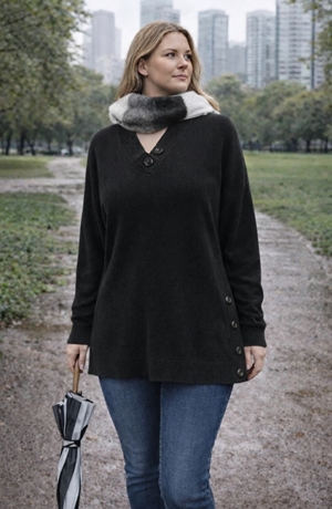 Jersey tipo capa negro moda curvy - Imagen 1