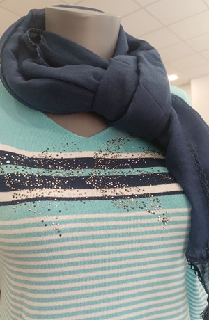 Jersey turquesa listas marineras - Imagen 2