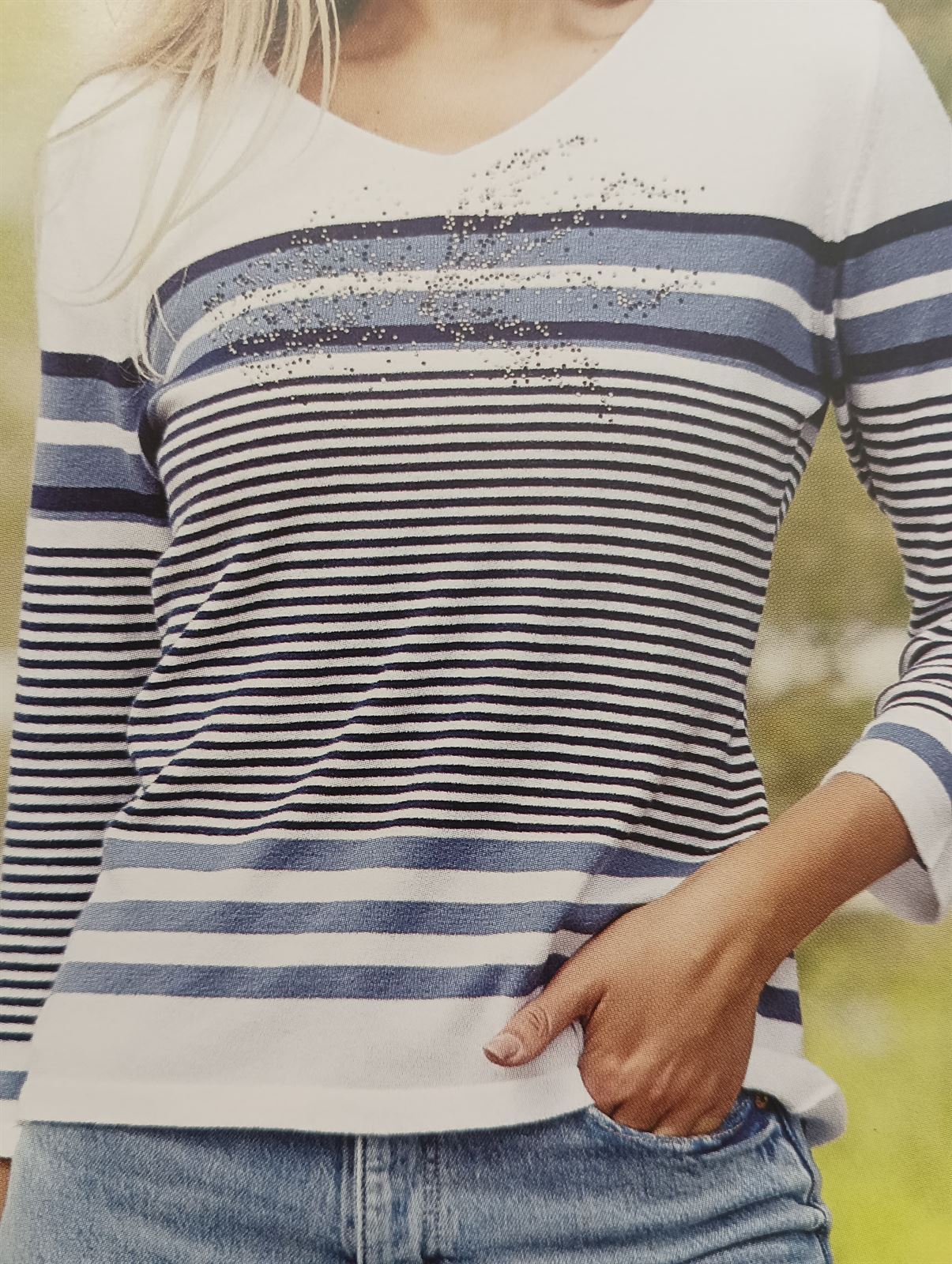 Jersey turquesa listas marineras - Imagen 4