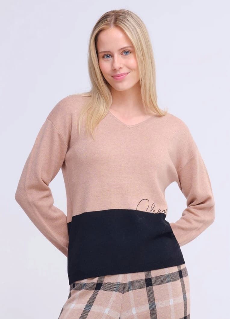 Pantalón de cuadros beis/negro - Imagen 4