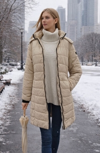 Parka beis clarito larga - Imagen 1