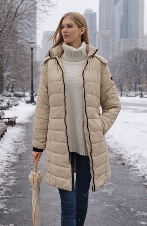 Parka beis clarito larga - Imagen 1