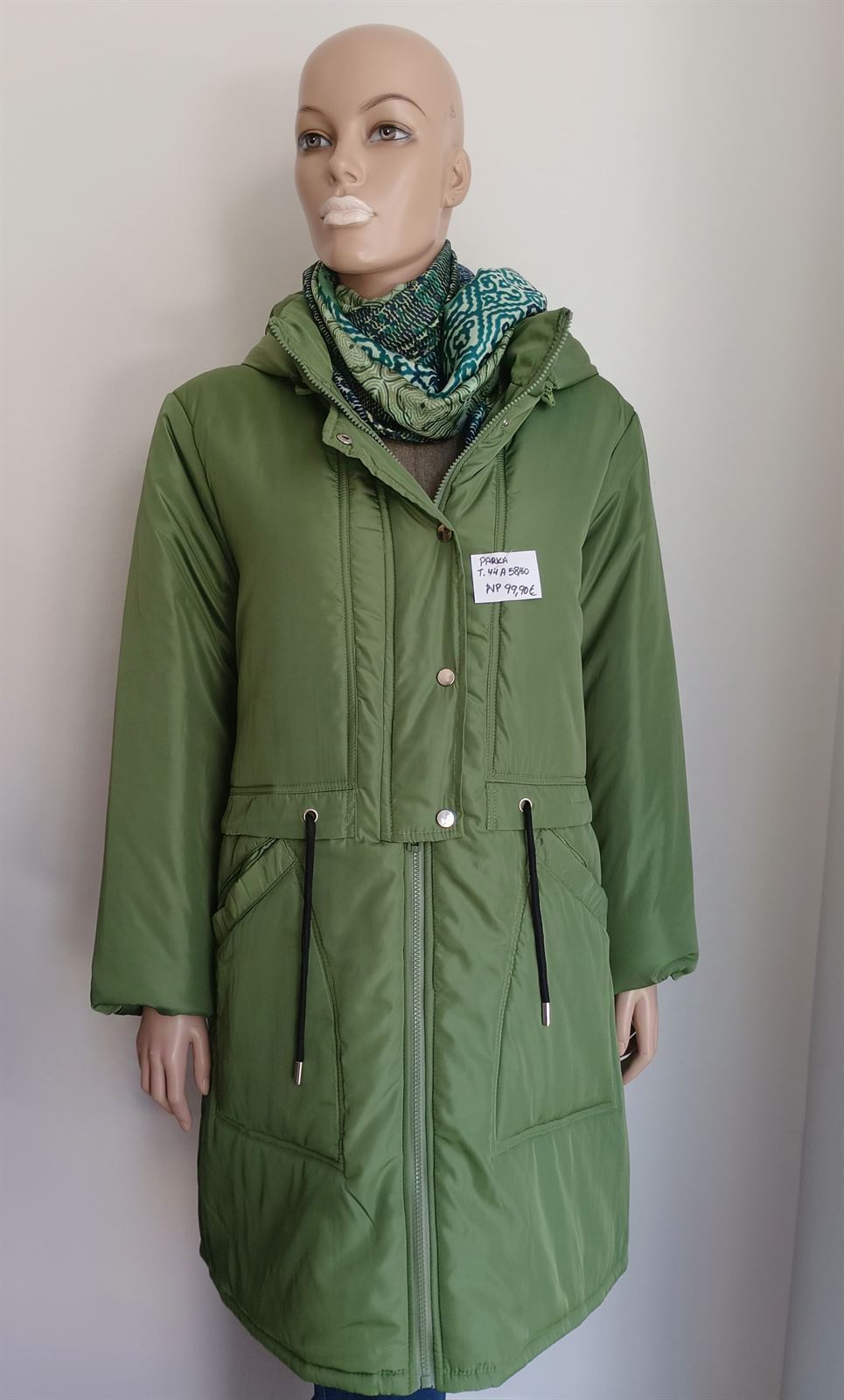 Parka verde larga - Imagen 3