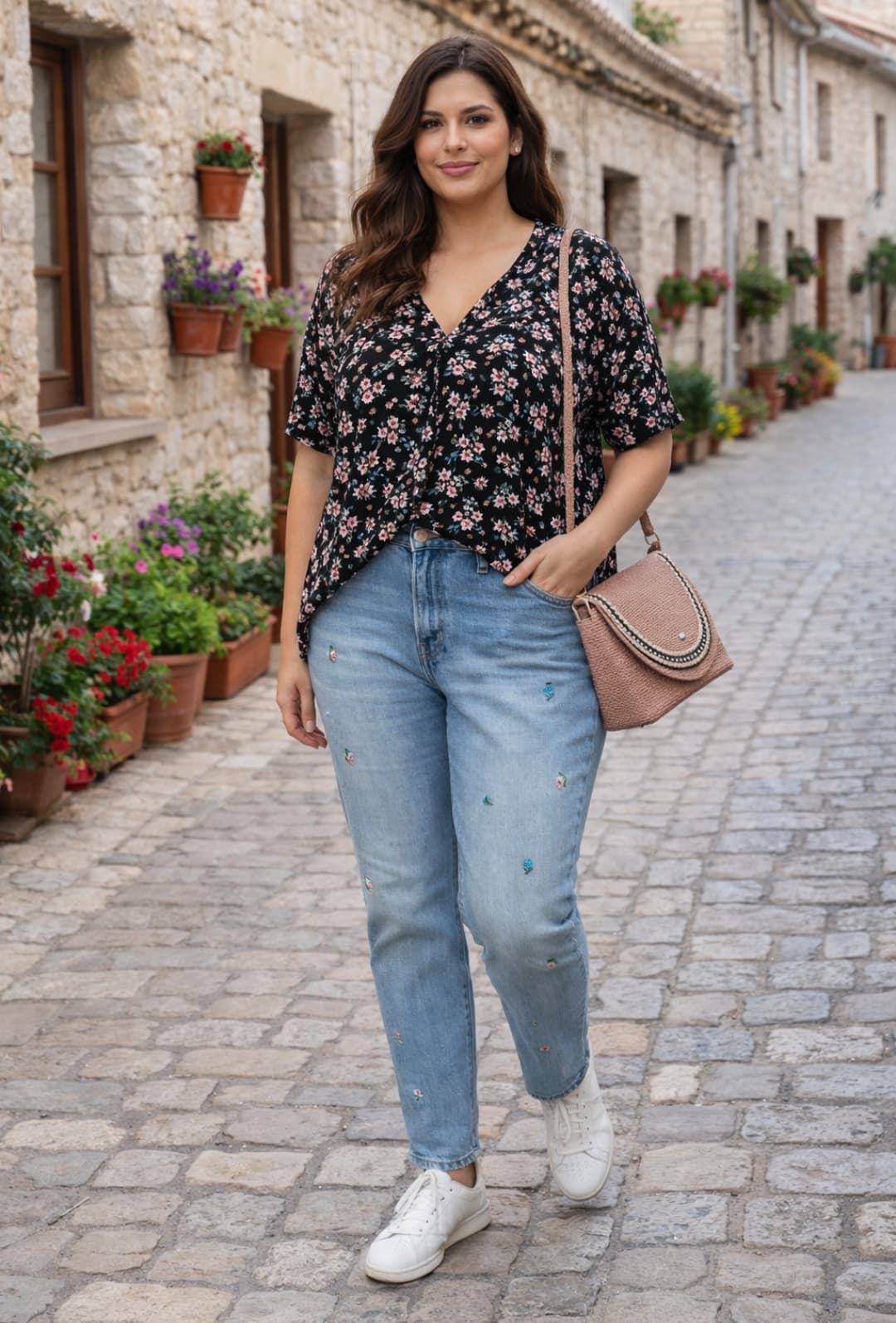 Vaquero flor bordada - Imagen 1