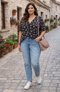 Vaquero flor bordada - Imagen 1