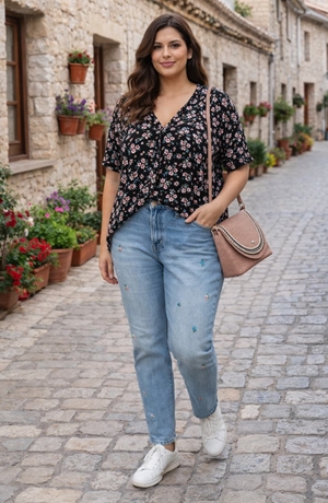 Vaquero flor bordada - Imagen 1