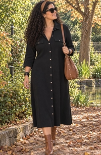 Vestido camisero negro - Imagen 1
