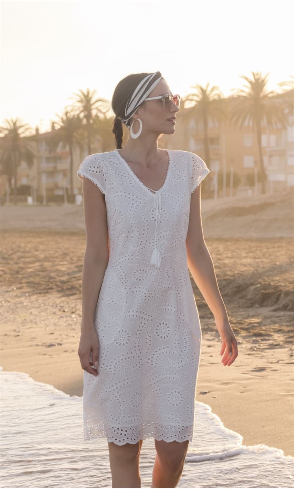 Vestido ibicenco blanco - Imagen 1
