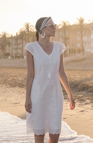 Vestido ibicenco blanco - Imagen 1