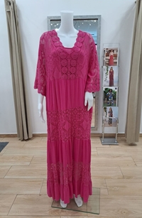 Vestido ibicenco fucsia moda curvy - Imagen 1