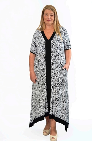 Vestido largo blanco/negro - Imagen 1