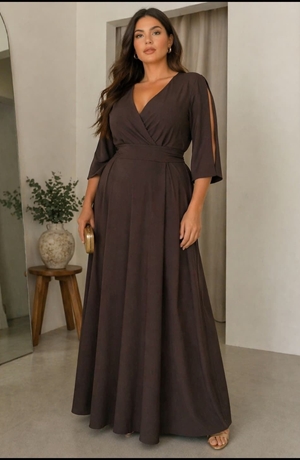 Vestido largo marrón chocolate Gabeira - Imagen 1