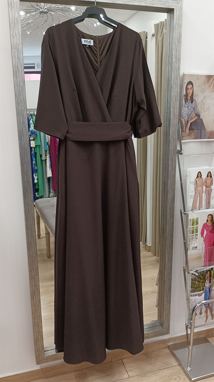 Vestido largo marrón chocolate Gabeira - Imagen 5