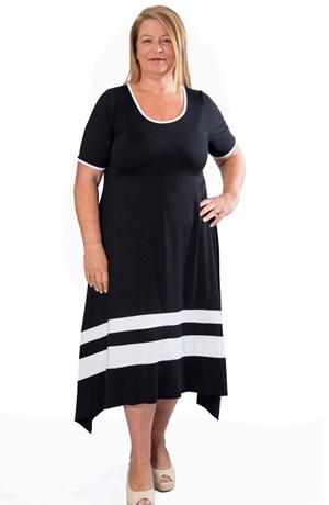 Vestido largo negro cinta blanca - Imagen 1