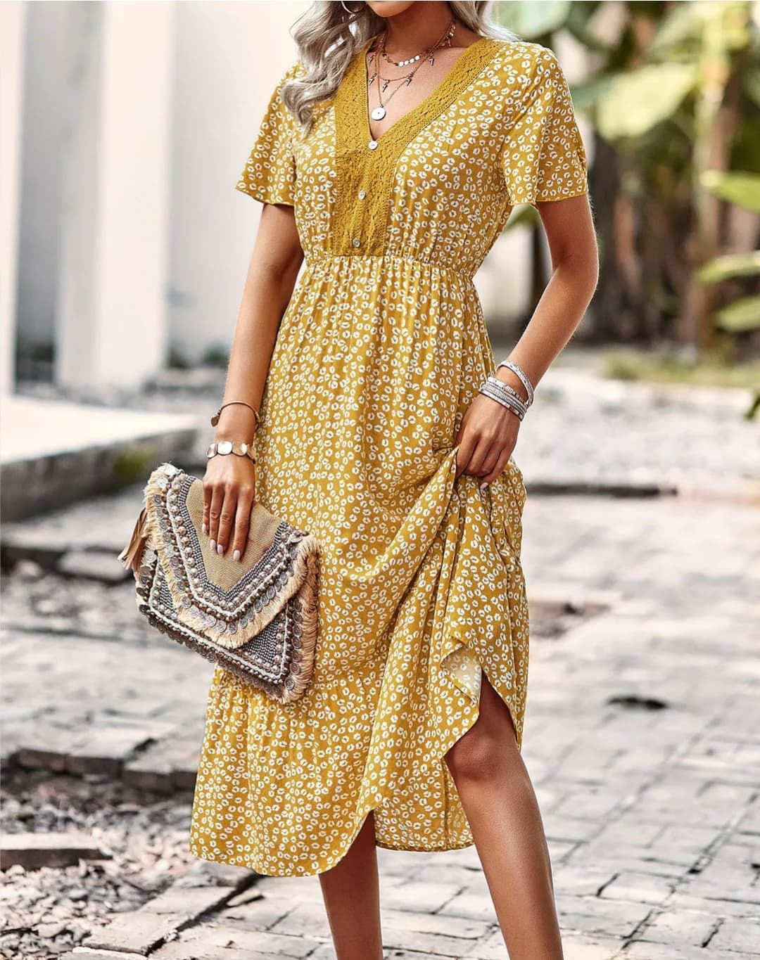 Vestido ocre Lidia - Imagen 1