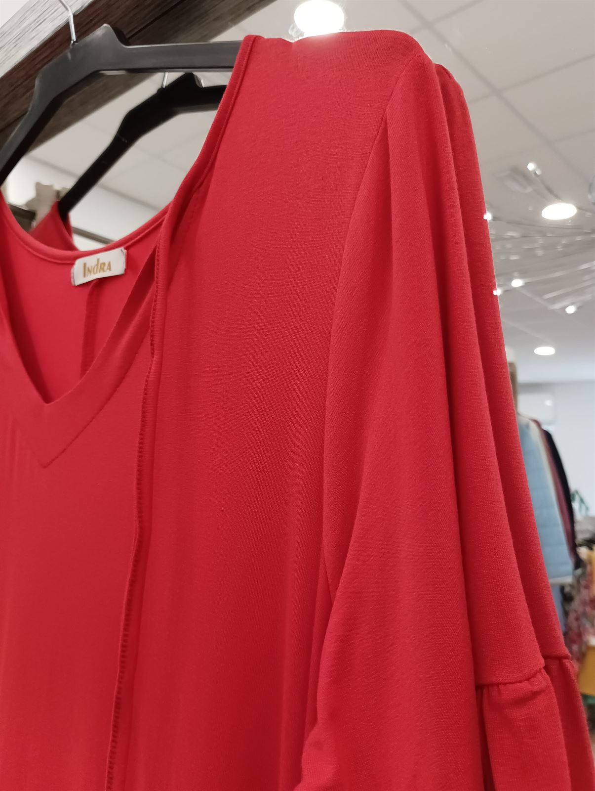 Vestido viscosa rojo moda curvy - Imagen 3
