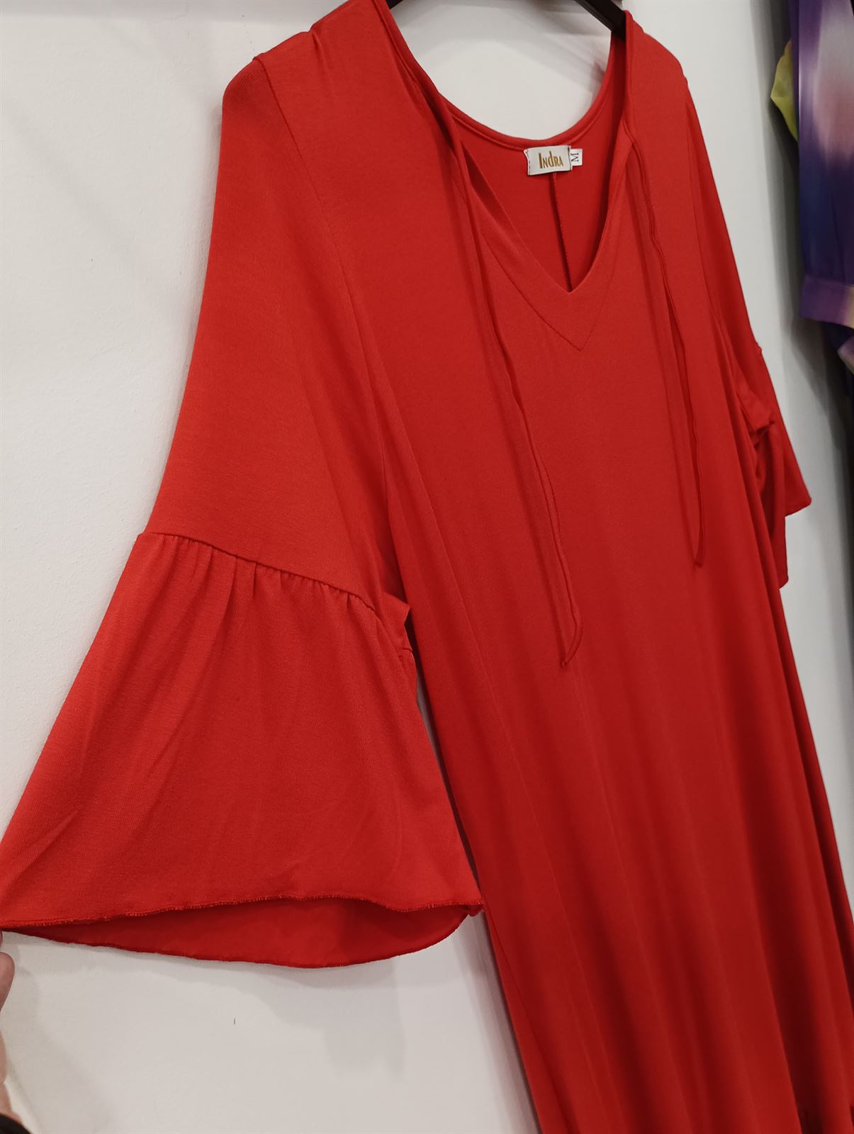 Vestido viscosa rojo moda curvy - Imagen 6